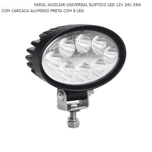 Farol oval led o100 hella 8 leds - multivolt, 24w,  leds  24w, 1200lm, curto alcance - 360200007